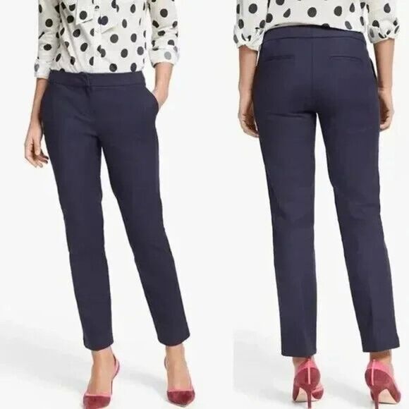 Boden Richmond Cotton Navy Blue Career Academia Ankle Trouser Pants, Size 6R - Picture 1 of 8